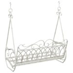 vidaXL Hojdací stôl Oceľ 112 x 60 x 126,5 cm Antická biela – Obrázok 5