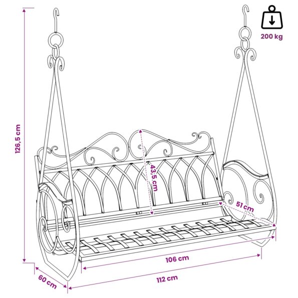vidaXL Hojdací stôl Oceľ 112 x 60 x 126,5 cm Antik hnedá – Obrázok 7