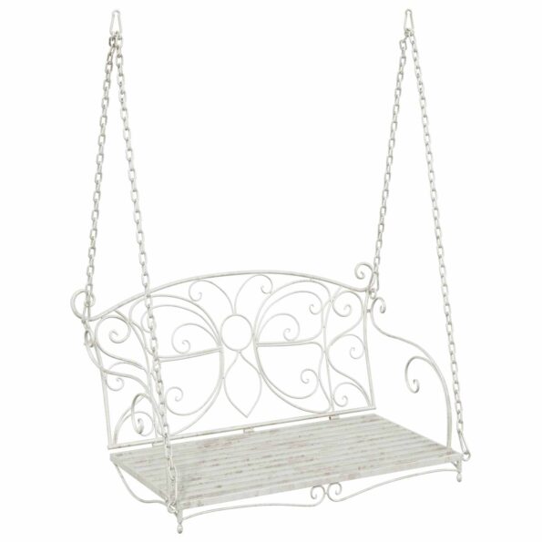 vidaXL Hojdací stôl Oceľ 105,5 x 61 x 56 cm Antická biela – Obrázok 2