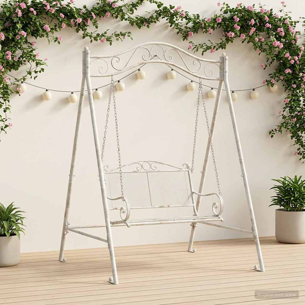 42038701_1.jpg vidaXL Rám pre hojdačku Antická biela 113 x 121,5 x 168 cm Oceľ – Obrázok 1