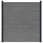 vidaXL Súprava plotov 180 x 186 cm WPC a hliník Sivá – Obrázok 3