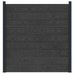 vidaXL Súprava plotov 180 x 186 cm WPC a hliník Čierna – Obrázok 3