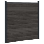 vidaXL Súprava plotov 180 x 186 cm WPC a hliník Čierna – Obrázok 4