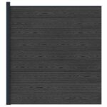 vidaXL Súprava plotov 175 x 186 cm WPC a hliník Čierna – Obrázok 3