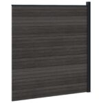 vidaXL Súprava plotov 175 x 186 cm WPC a hliník Čierna – Obrázok 4