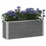 vidaXL Vyvýšený záhradný záhon Sivá 100 x 30 x 42 cm WPC a hliník – Obrázok 3
