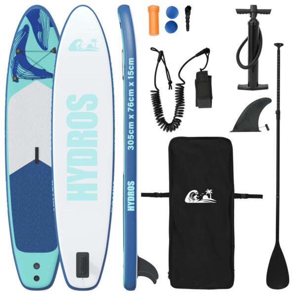 vidaXL Inflatovateľná paddleboard HYDROS 305 x 76 x 15 cm Tyrkysová – Obrázok 2