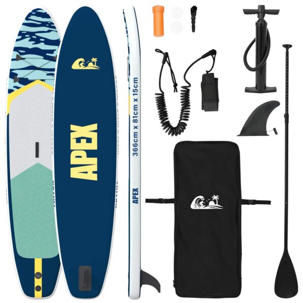 vidaXL Nafukovací paddleboard APEX 366 x 81 x 15 cm Modrá pre – Obrázok 2