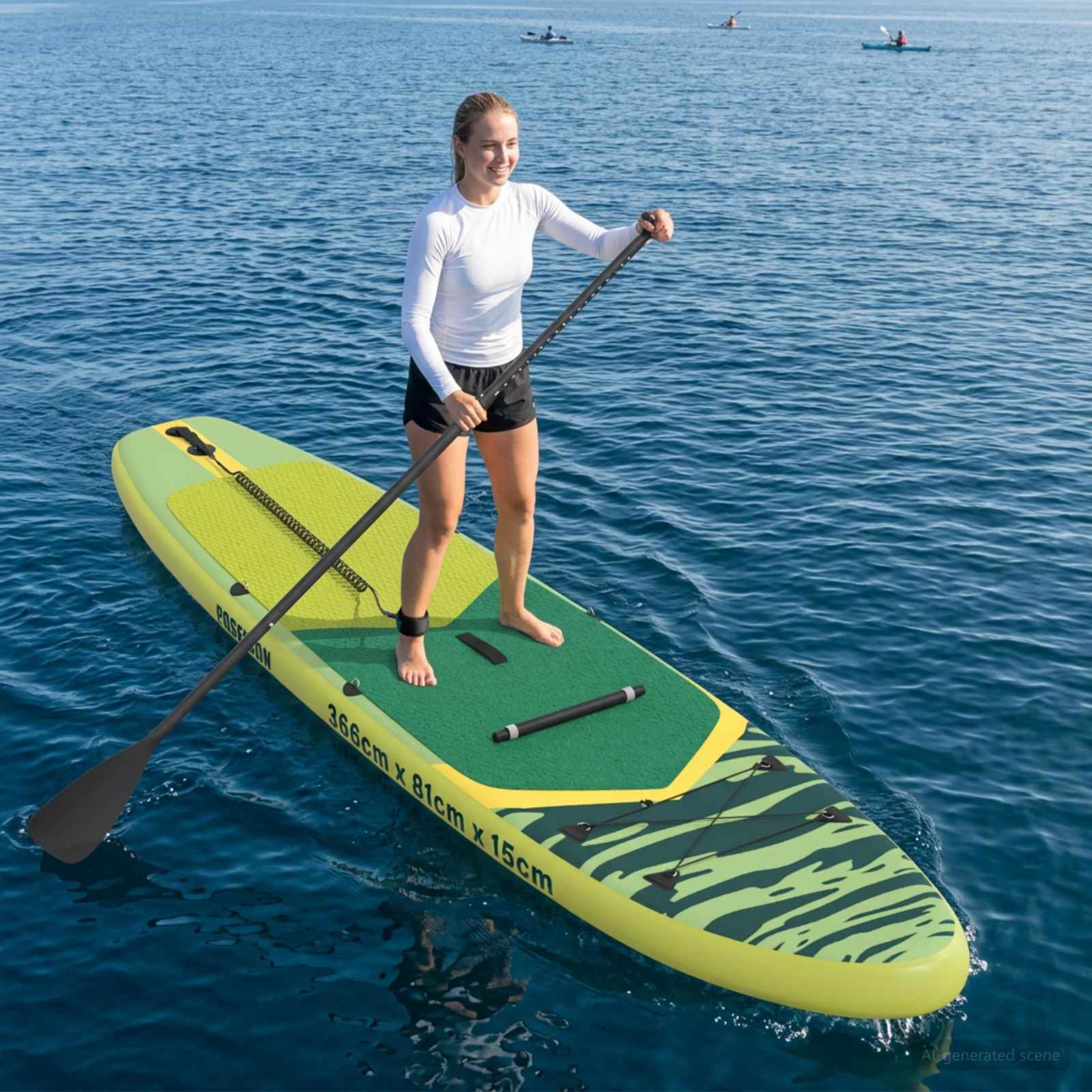 42039133_1.jpg vidaXL SUP doska so sedadlom 2-in-1 POSEIDON 366 x 81 x 15 cm Zelená – Obrázok 1