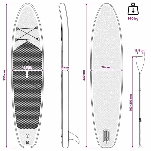 vidaXL Inflatovateľná SUP doska s plachtou HYDROS 330 x 76 x 15 cm pre – Obrázok 11
