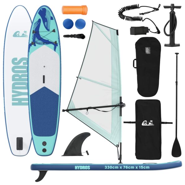 vidaXL Inflatovateľná SUP doska s plachtou HYDROS 330 x 76 x 15 cm pre – Obrázok 2