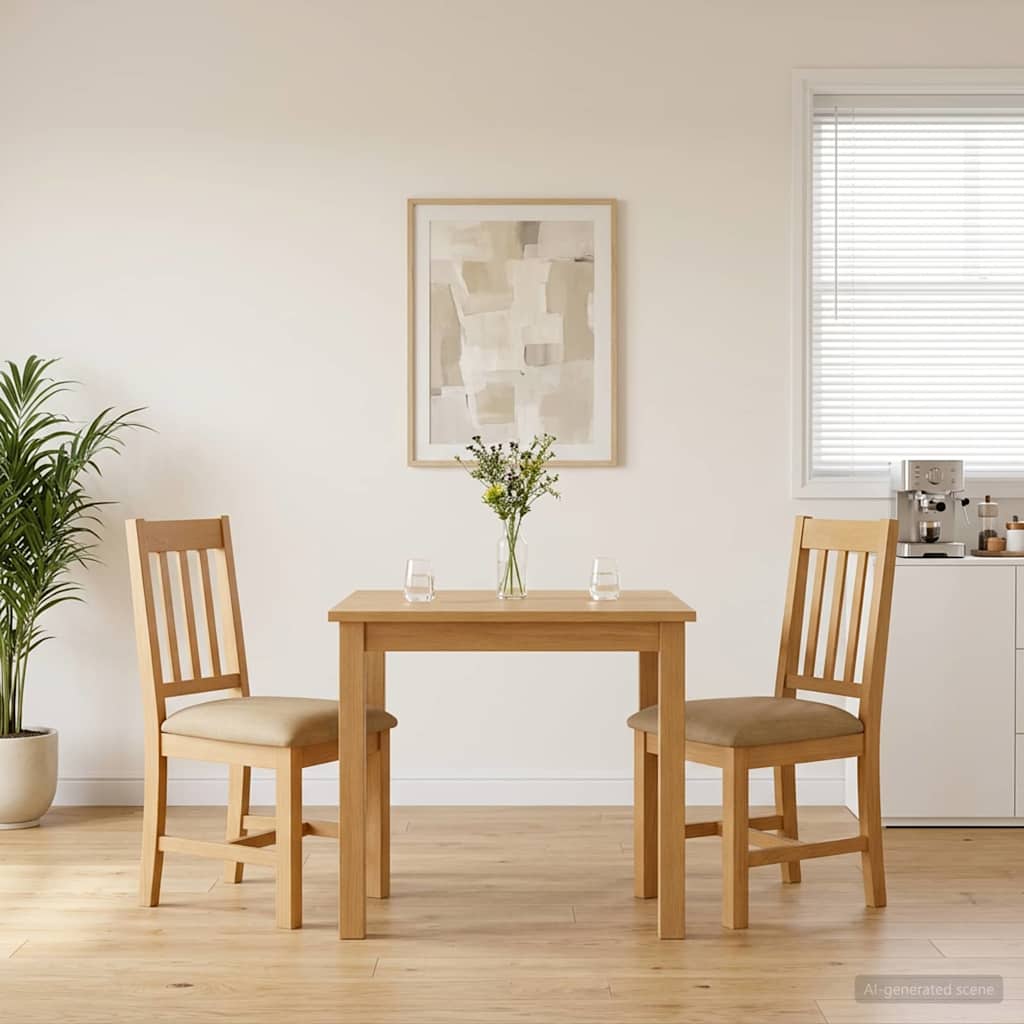 42039153_1.jpg vidaXL Jedálenská stolička VENLO 2 pcs Masívne dubové drevo Béžová – Obrázok 1