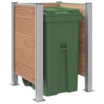 vidaXL Plot pre odpadkový kôš Hnedá 85 x 85 x 115 cm Hliník a WPC – Obrázok 3