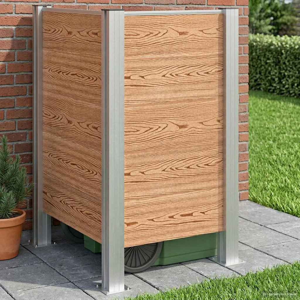 42039183_1.jpg vidaXL Plot pre odpadkový kôš Hnedá 85 x 85 x 115 cm Hliník a WPC – Obrázok 1