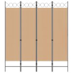vidaXL 4-panelový rozdeľovač miestnosti Béžová 160 x 180 cm Látka – Obrázok 3