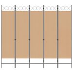 vidaXL 5-panelový paraván Béžová 200 x 180 cm Látka – Obrázok 3