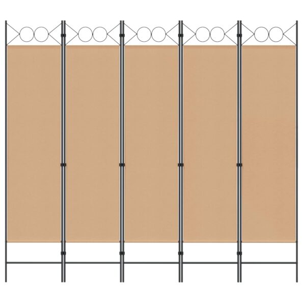vidaXL 5-panelový paraván Béžová 200 x 180 cm Látka – Obrázok 3