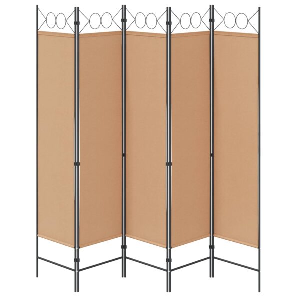 vidaXL 5-panelový paraván Béžová 200 x 180 cm Látka – Obrázok 5