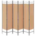 vidaXL 6-panelový paraván Béžová 240 x 180 cm Látka – Obrázok 5