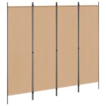 vidaXL 4-panelový rozdeľovač miestnosti Béžová 200 x 180 cm Látka