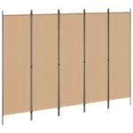 vidaXL 5-panelový paraván Béžová 250 x 180 cm Látka