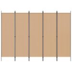 vidaXL 5-panelový paraván Béžová 250 x 180 cm Látka – Obrázok 3