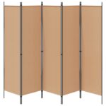 vidaXL 5-panelový paraván Béžová 250 x 180 cm Látka – Obrázok 5