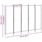 vidaXL 5-panelový paraván Béžová 250 x 180 cm Látka – Obrázok 7