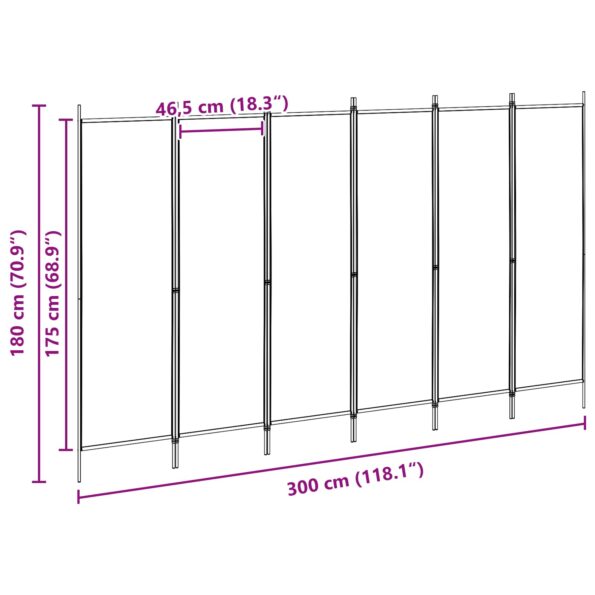 vidaXL 6-panelový paraván Béžová 300 x 180 cm Látka – Obrázok 7