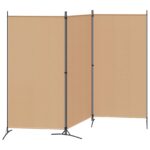 vidaXL 3-panelový paravan Béžová 260 x 180 cm Látka – Obrázok 2