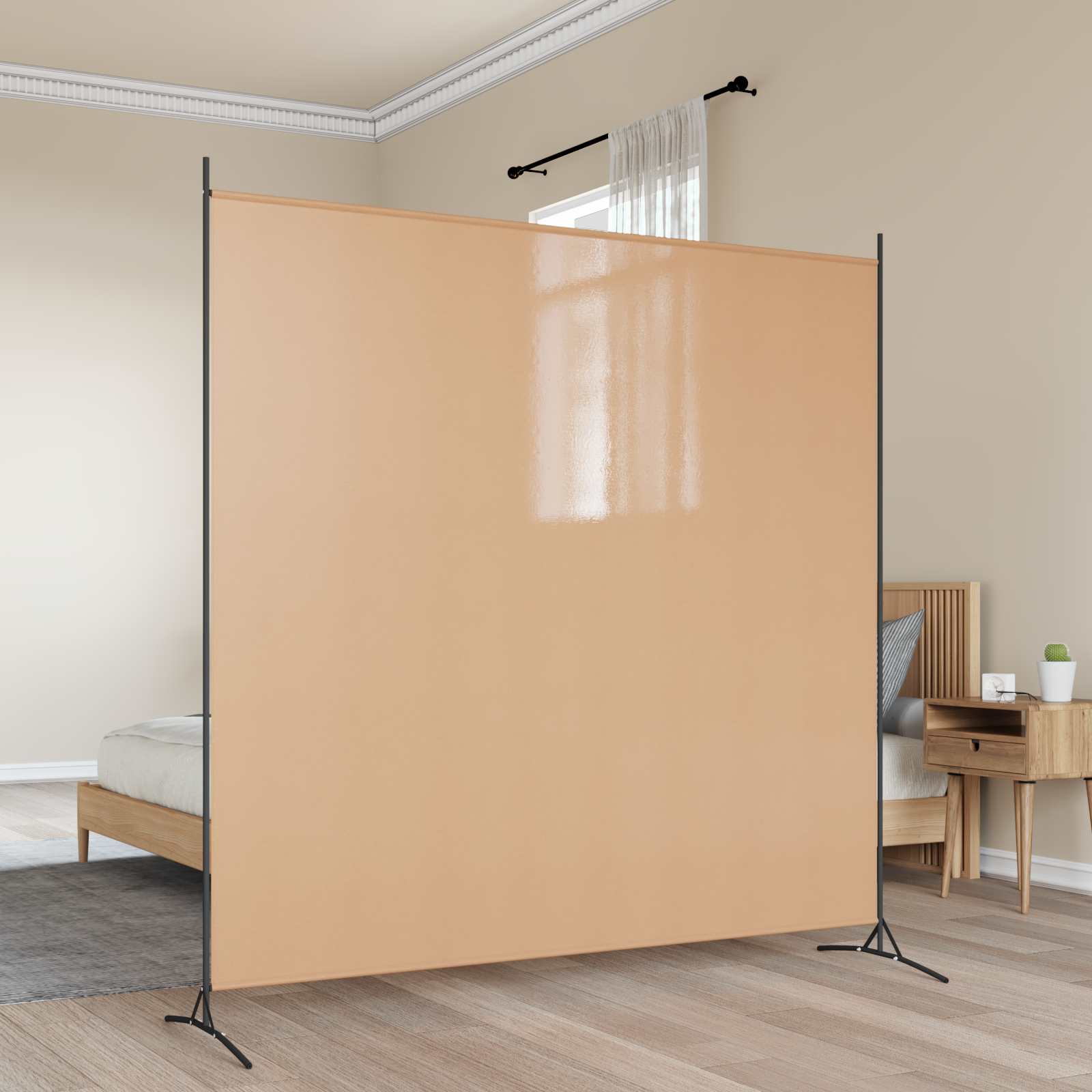 42039198_1.jpg vidaXL Jednopanelový rozdeľovač miestnosti Béžová 175 x 180 cm Látka – Obrázok 1