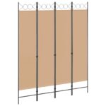 vidaXL 4-panelový rozdeľovač miestnosti Béžová 160 x 200 cm Látka – Obrázok 2