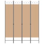 vidaXL 4-panelový rozdeľovač miestnosti Béžová 160 x 200 cm Látka – Obrázok 4