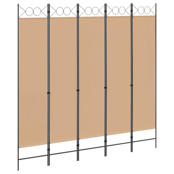 vidaXL 5-panelový paraván Béžová 200 x 200 cm Látka – Obrázok 2