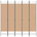 vidaXL 5-panelový paraván Béžová 200 x 200 cm Látka – Obrázok 4