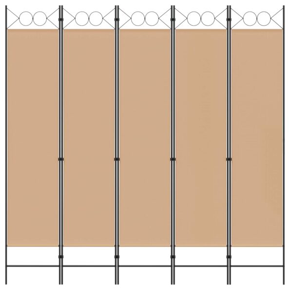 vidaXL 5-panelový paraván Béžová 200 x 200 cm Látka – Obrázok 4