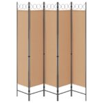 vidaXL 5-panelový paraván Béžová 200 x 200 cm Látka – Obrázok 6