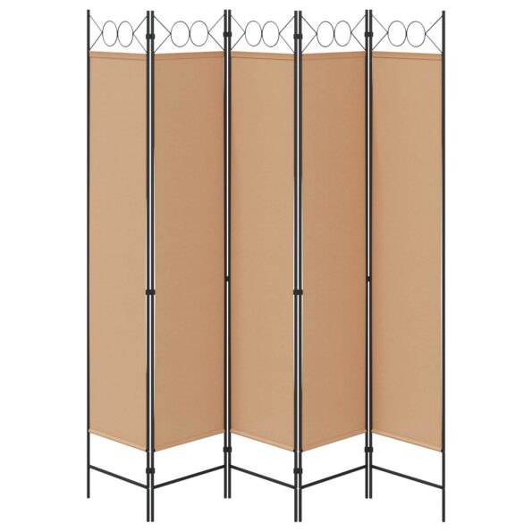vidaXL 5-panelový paraván Béžová 200 x 200 cm Látka – Obrázok 6