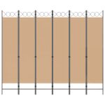 vidaXL 6-panelový paraván Béžová 240 x 200 cm Látka – Obrázok 4
