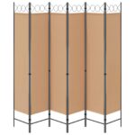 vidaXL 6-panelový paraván Béžová 240 x 200 cm Látka – Obrázok 6