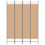 vidaXL 4-panelový rozdeľovač miestnosti Béžová 160 x 220 cm Látka – Obrázok 4