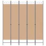 vidaXL 5-panelový paraván Béžová 200 x 220 cm Látka – Obrázok 4