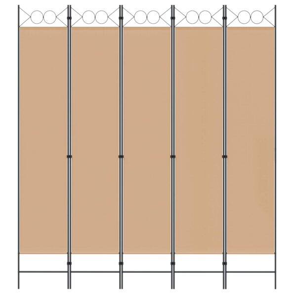 vidaXL 5-panelový paraván Béžová 200 x 220 cm Látka – Obrázok 4