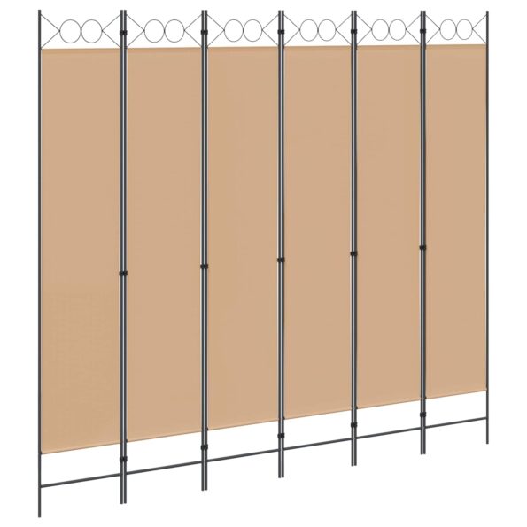 vidaXL 6-panelový paraván Béžová 240 x 220 cm Látka – Obrázok 2