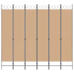 vidaXL 6-panelový paraván Béžová 240 x 220 cm Látka – Obrázok 4