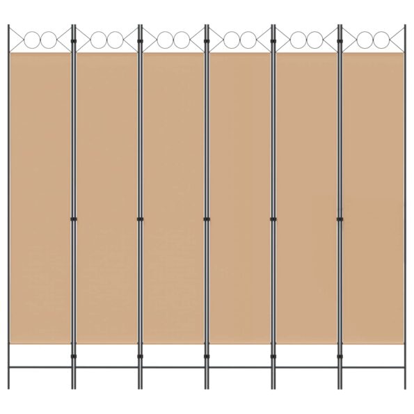 vidaXL 6-panelový paraván Béžová 240 x 220 cm Látka – Obrázok 4