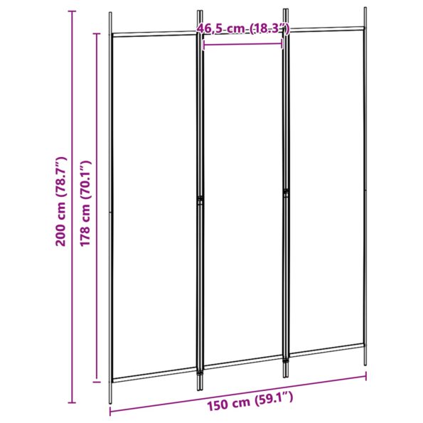 vidaXL 3-panelový paravan Béžová 150 x 200 cm Látka – Obrázok 8
