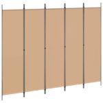 vidaXL 5-panelový paraván Béžová 250 x 200 cm Látka – Obrázok 2