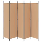 vidaXL 5-panelový paraván Béžová 250 x 200 cm Látka – Obrázok 6