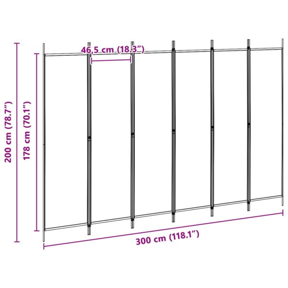 vidaXL 6-panelový paraván Béžová 300 x 200 cm Látka – Obrázok 8